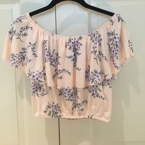 Pink with Purple Flower crop top